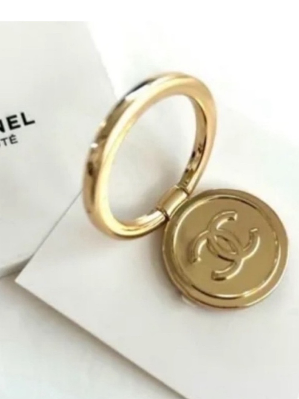 CHANEL Gold CC Logo Phone Ring